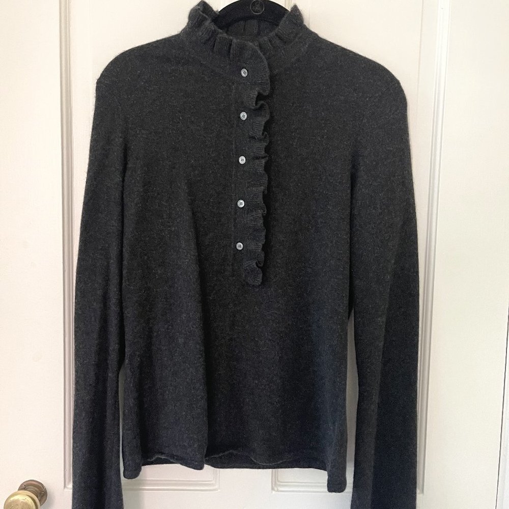 Tory Burch Cashmere Ruffle Neck Sweatshirt